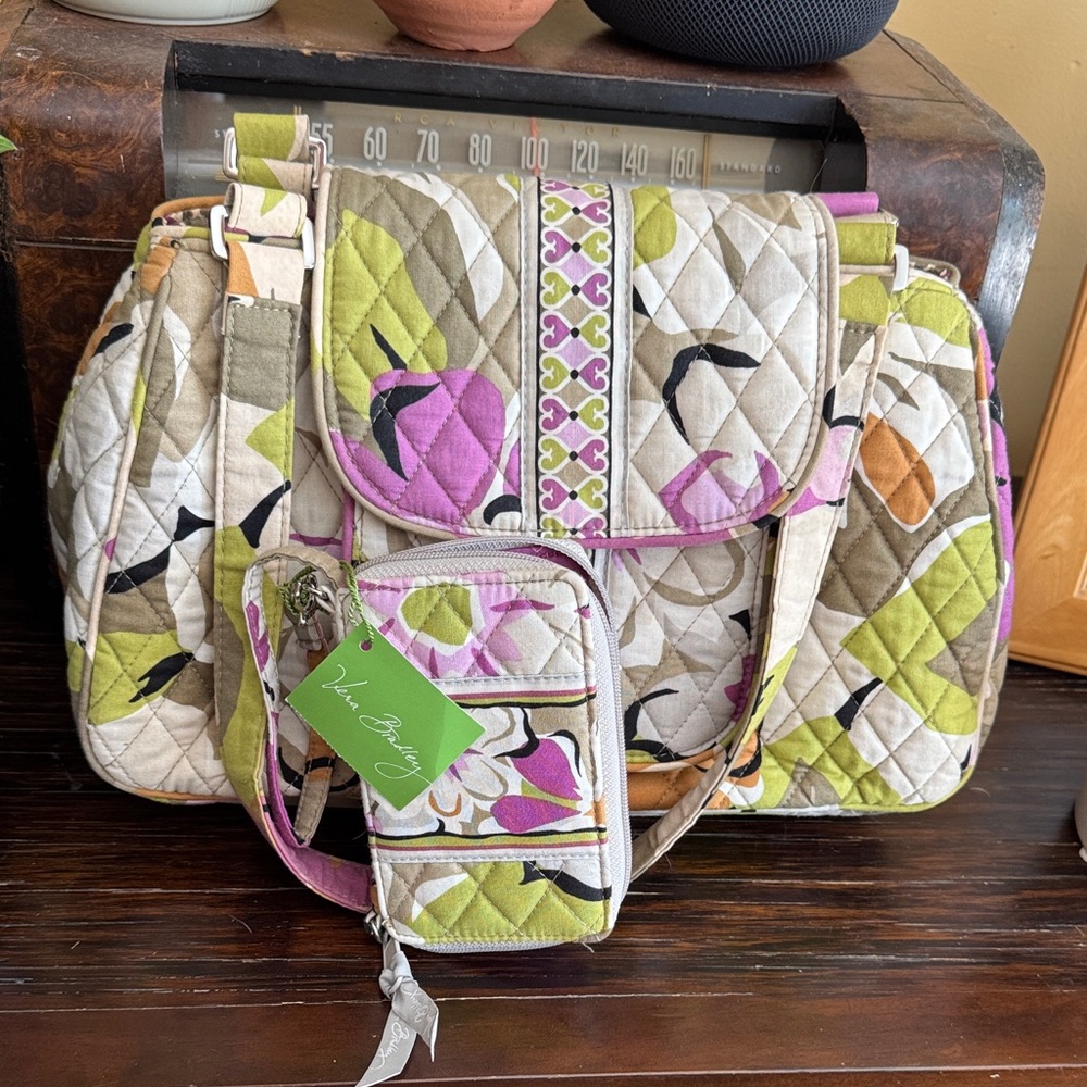 Vera Bradley Quilted Floral Portobello Road Bag and Wristlet